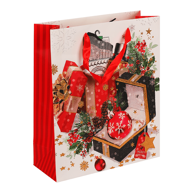 OEM Christmas Paper Treat Bags With Hot Stamping Foil In September 2024