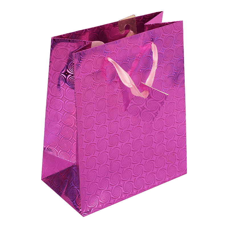 Customized Holographic Foil Craft Paper Bags With Tag