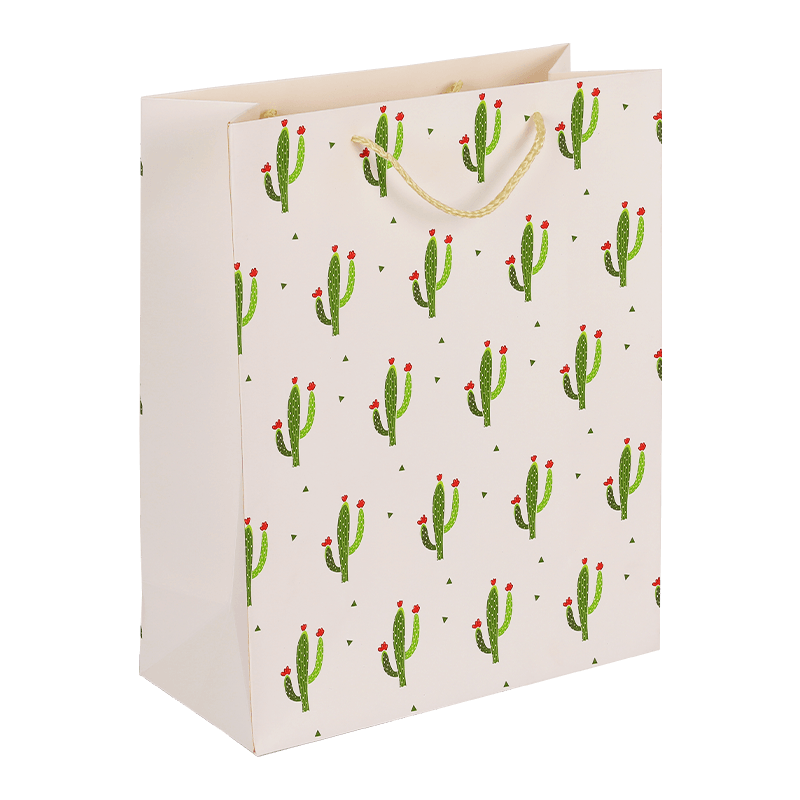 Printed Green Watercolor Desert Cactus Flower Paper Gift Favor Bag