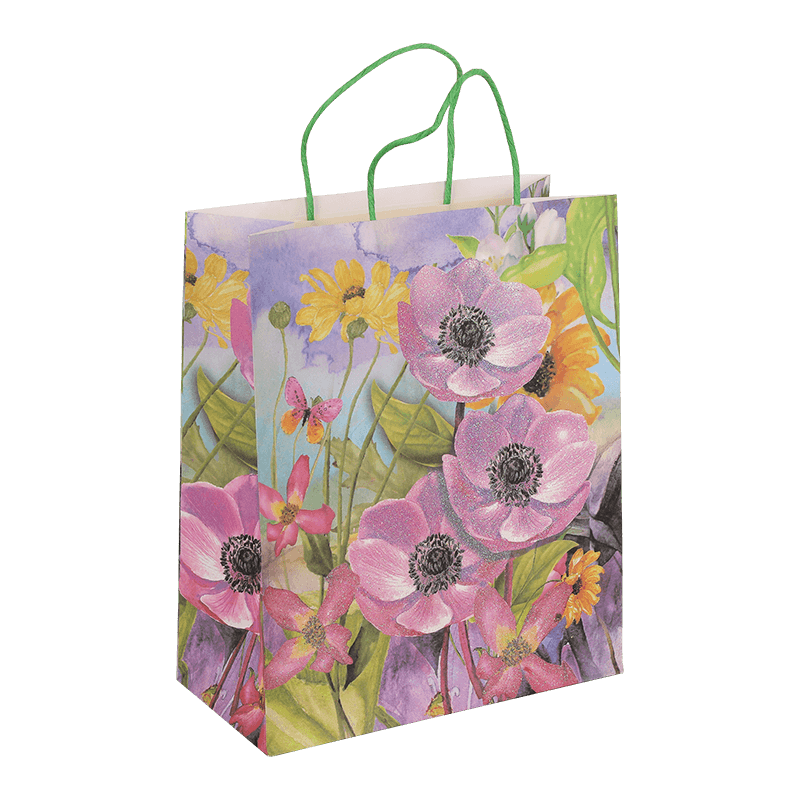 Durable Printed Spring Flower Party Favor Bag With Handle