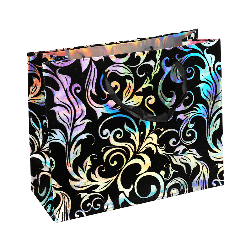 Printed Large Floral Glitter Horizontal Paper Gift Bag With Handle