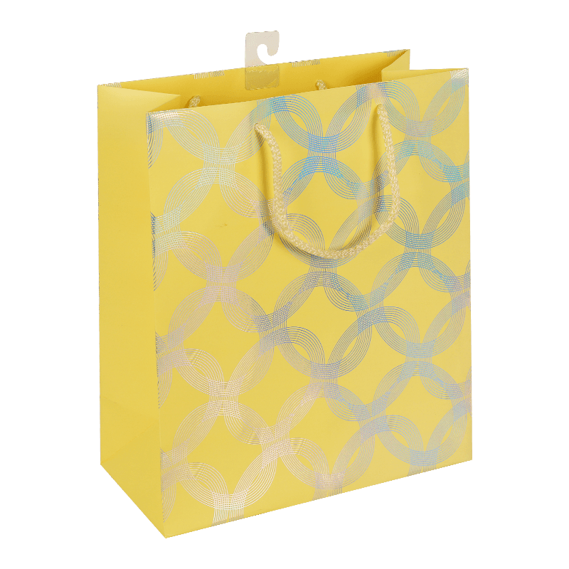 Holographic Foil Geometric Printed Paper Shopping Bags