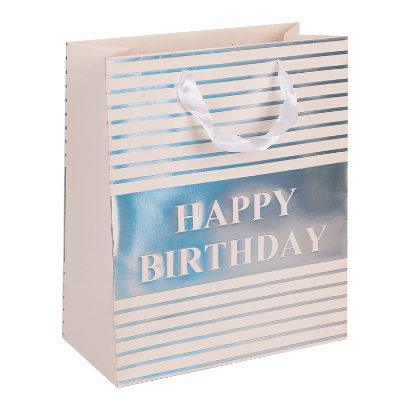 Customizable Printed Happy Birthday Striped Paper Gift Packaging Bag