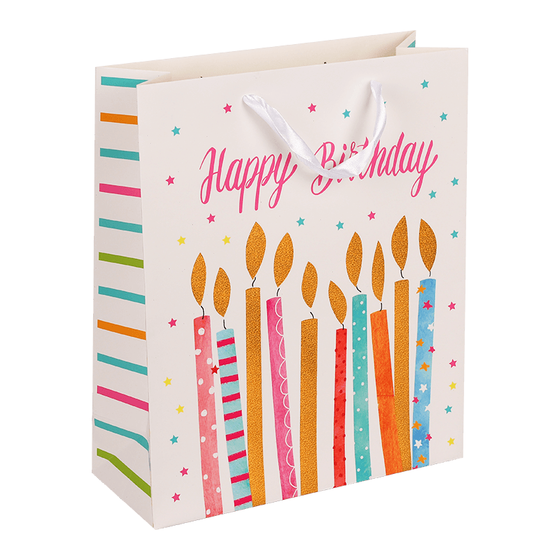 Personalized Printed Happy Birthday Candles Celebrations Paper Gift Bag