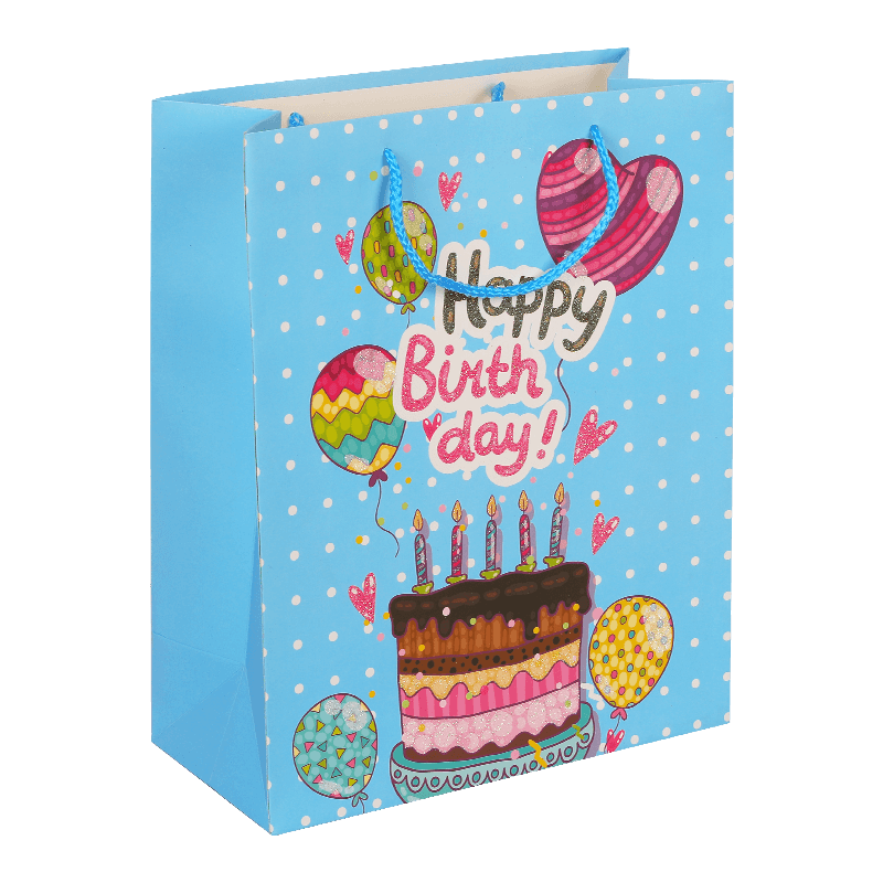 Wholesale Printed Balloon and Cake Happy Birthday Party Gift Paper Bag