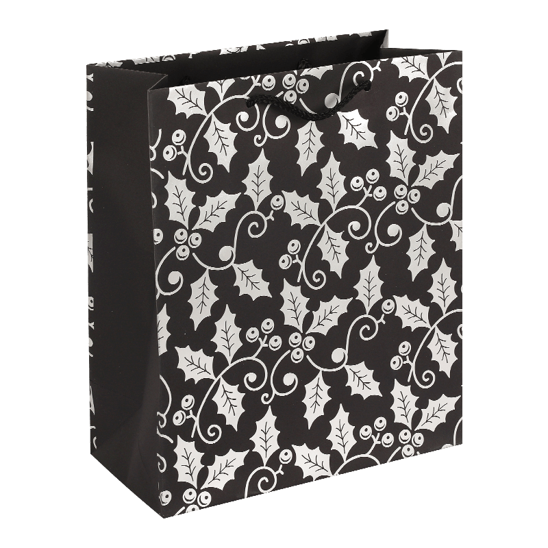 Durable Printed Black Cardboard Paper Gift Bag With Handle For All Occasions