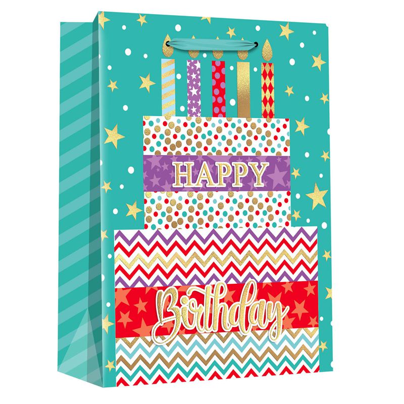 Printed Happy Birthday Cake Candles Party Paper Gift Treat Bags