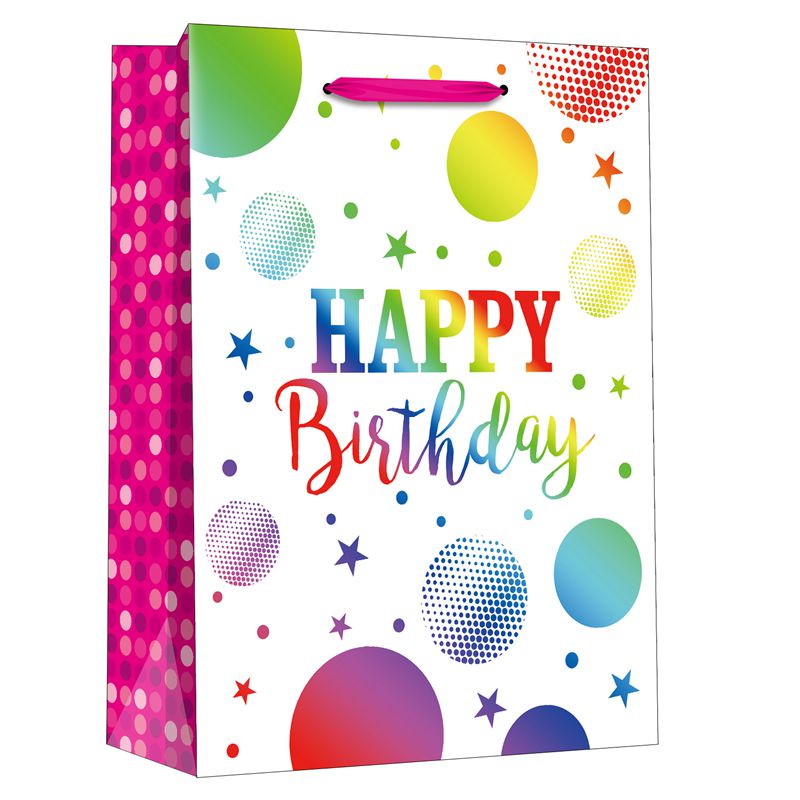 Elegant Printed Happy Birthday Themed Paper Gift Bags