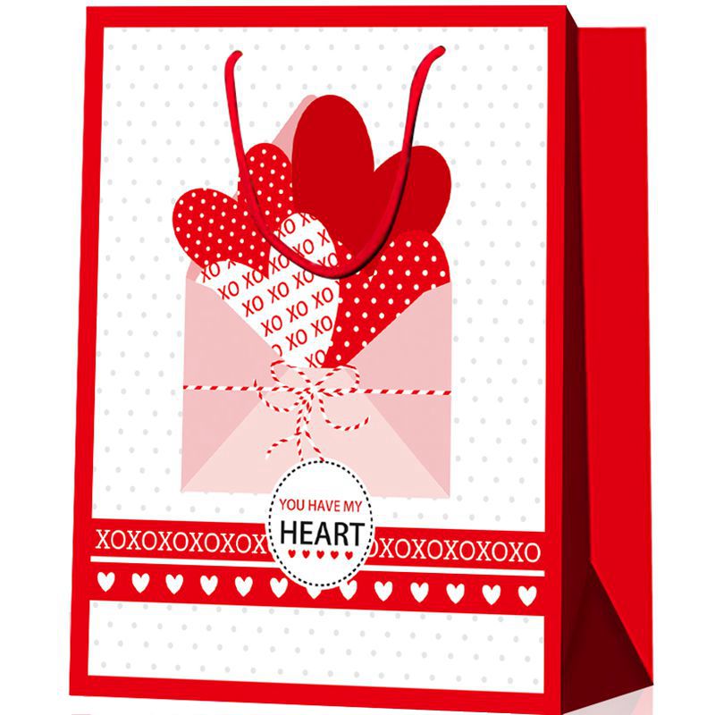 Customizing Printed Romatic Hearts Valentine's Day Present Paper Tote Bag