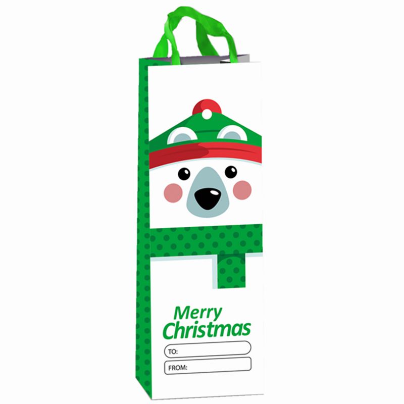 Printed Merry Christmas Red Wine Bottle Bags