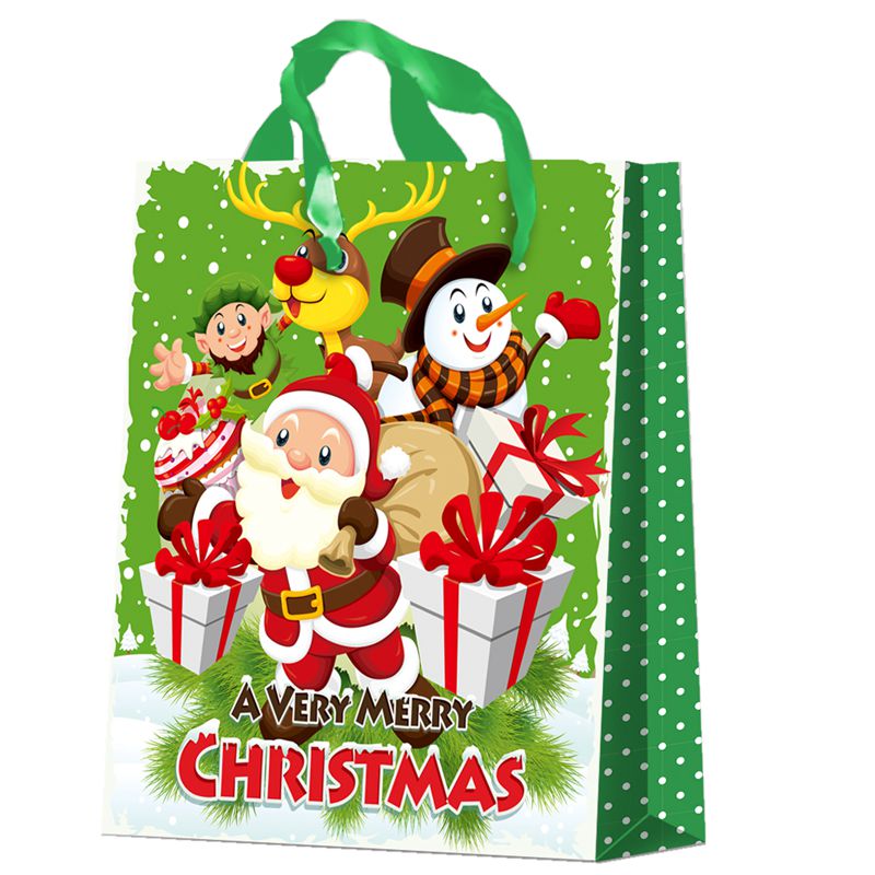 Elegant Printed Merry Christmas Elements Gift Paper Bag