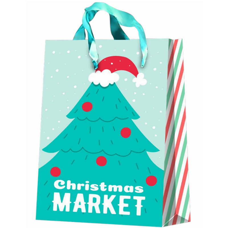 Factory Printed Christmas Tree Gift Paper Bags