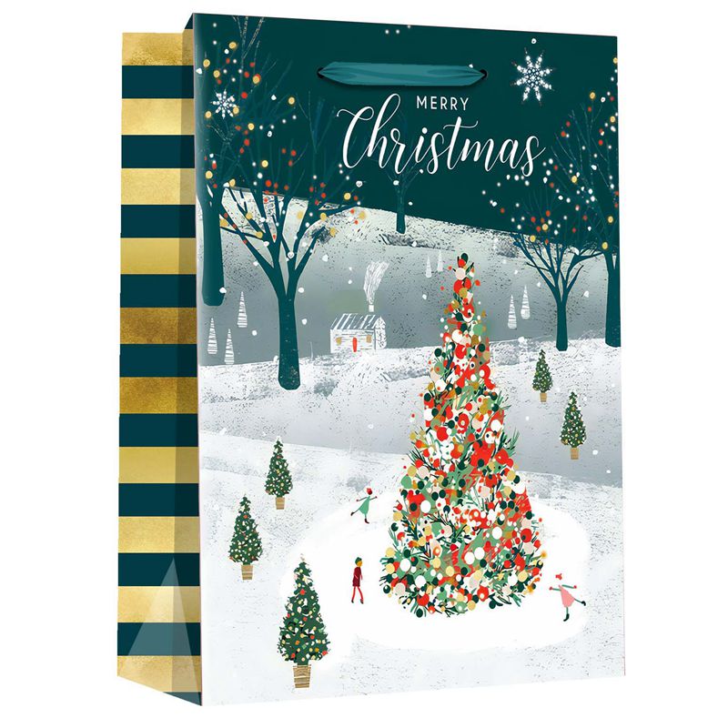 Personalized Merry Christmas Green Gift Paper Bags