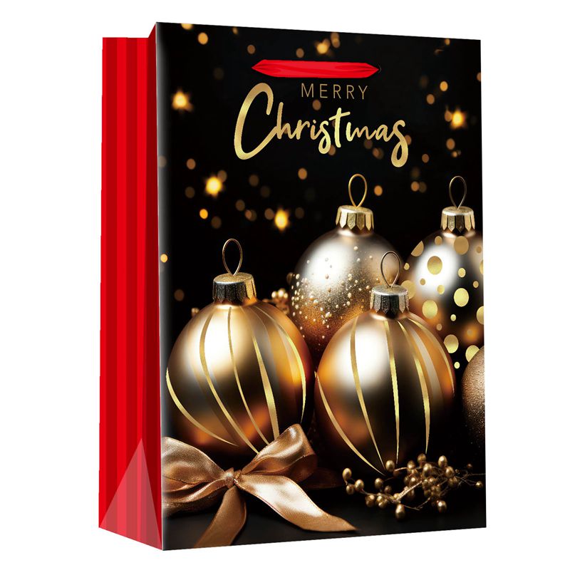 Merry Christmas Gold Ball Gift Paper Bags