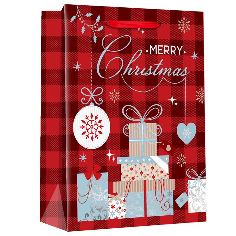 Printed Red Plaids Christmas Party Treat Bags