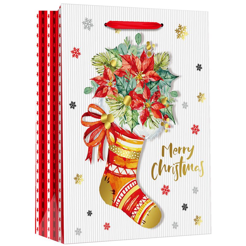 Printed Christmas Socks Gift Bags