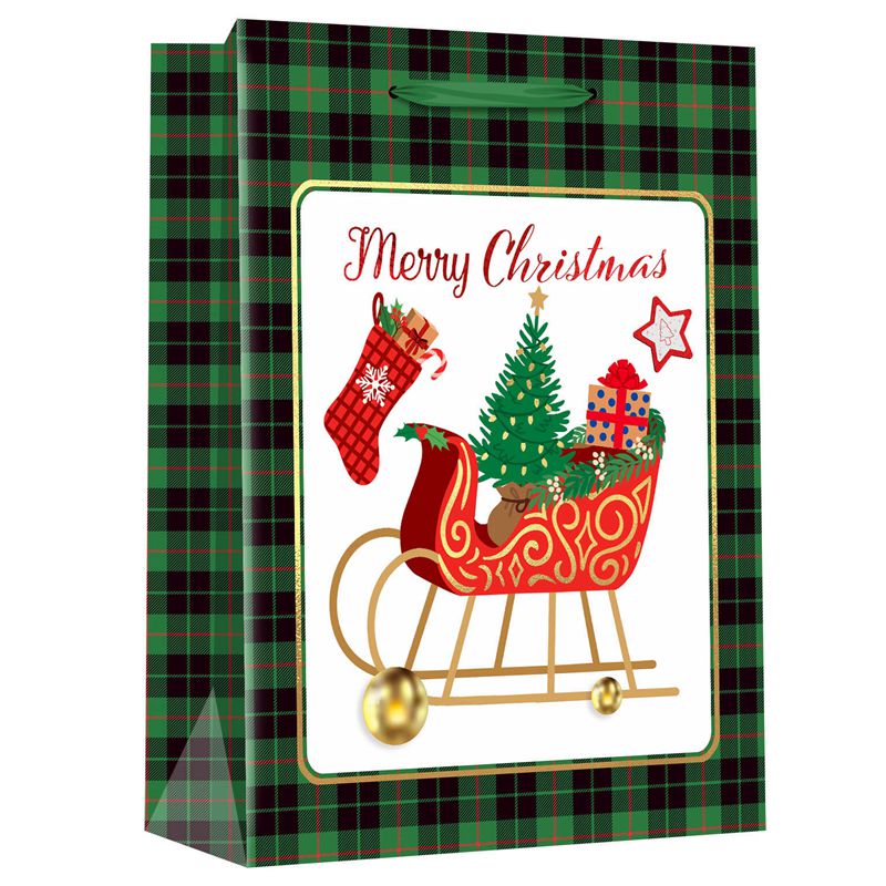 Printed Sledge Christmas Paper Bags