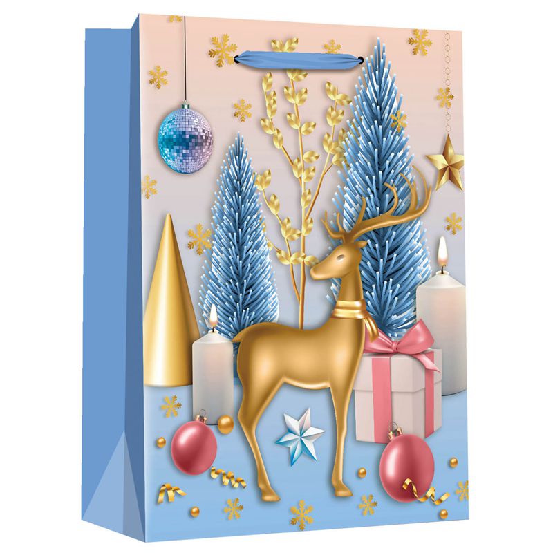 Creative Christmas Element Golden Shopping Gift Printed Paper Favor Bag