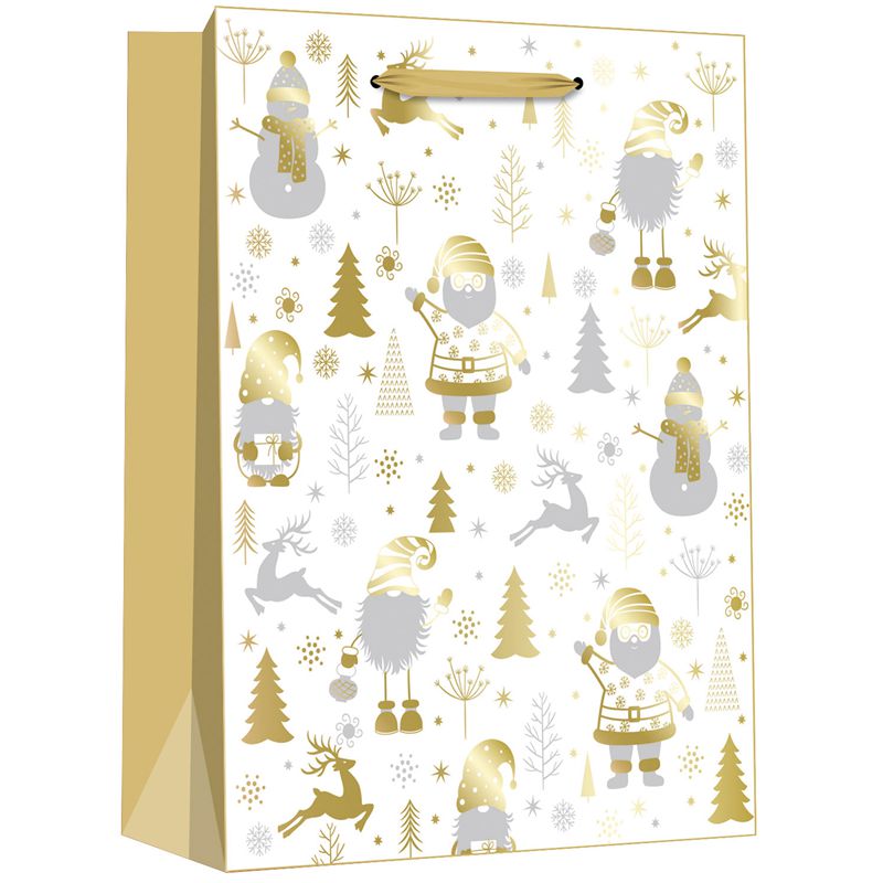 Customized Christmas Gold Themed Gift Paper Bags