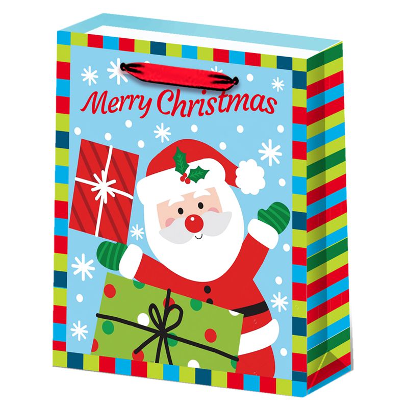 Wholesale Printed Merry Christmas Santa Claus Cartoon Paper Gift Bags