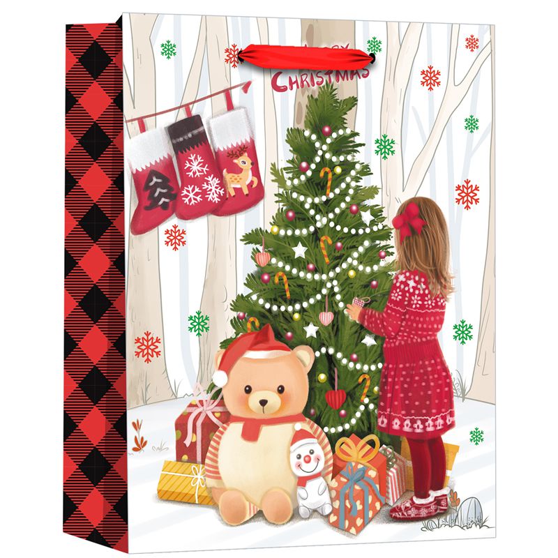 OEM Printed Merry Christmas Themed Gift Paper Bags