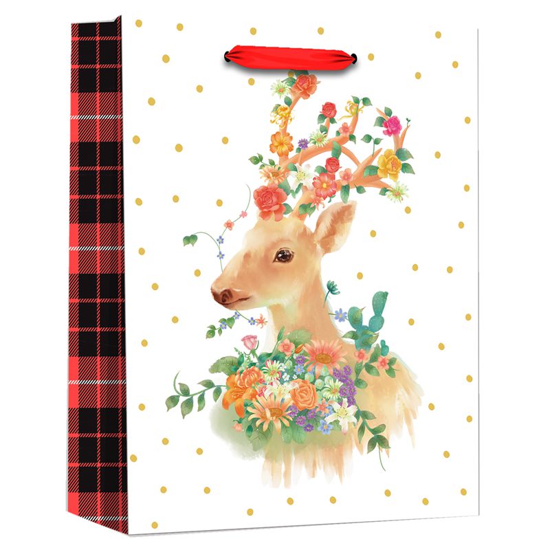 Customized Printed Merry Christmas Reindeer Gift Paper Bags