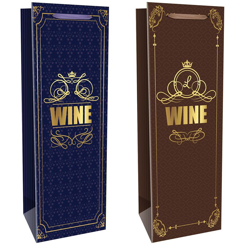 Wholesale Printed Paper Wine Bottle Bags