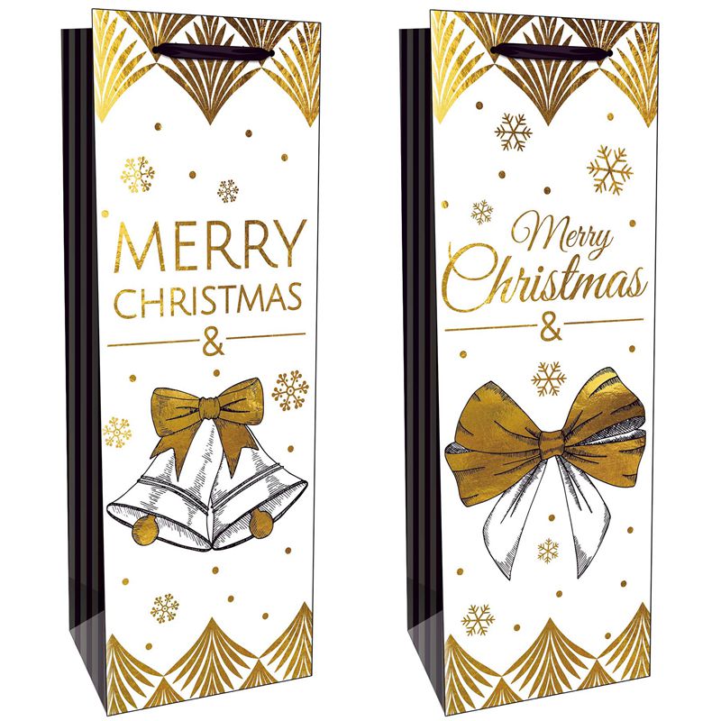 Printed Merry Christmas Wine Bottle Paper Bags